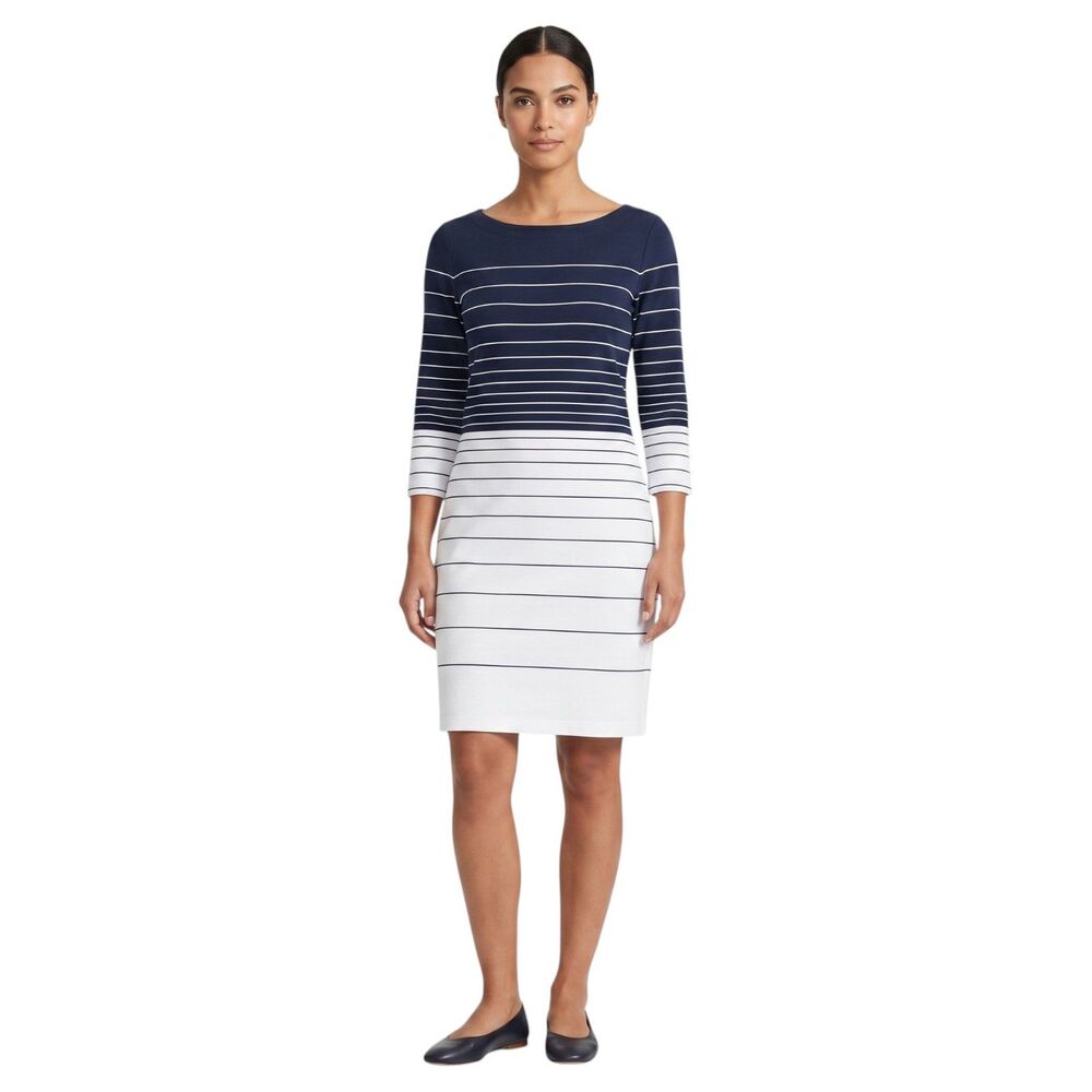 Brooks Brothers Navy Blue Stripe Supima Cotton Dress